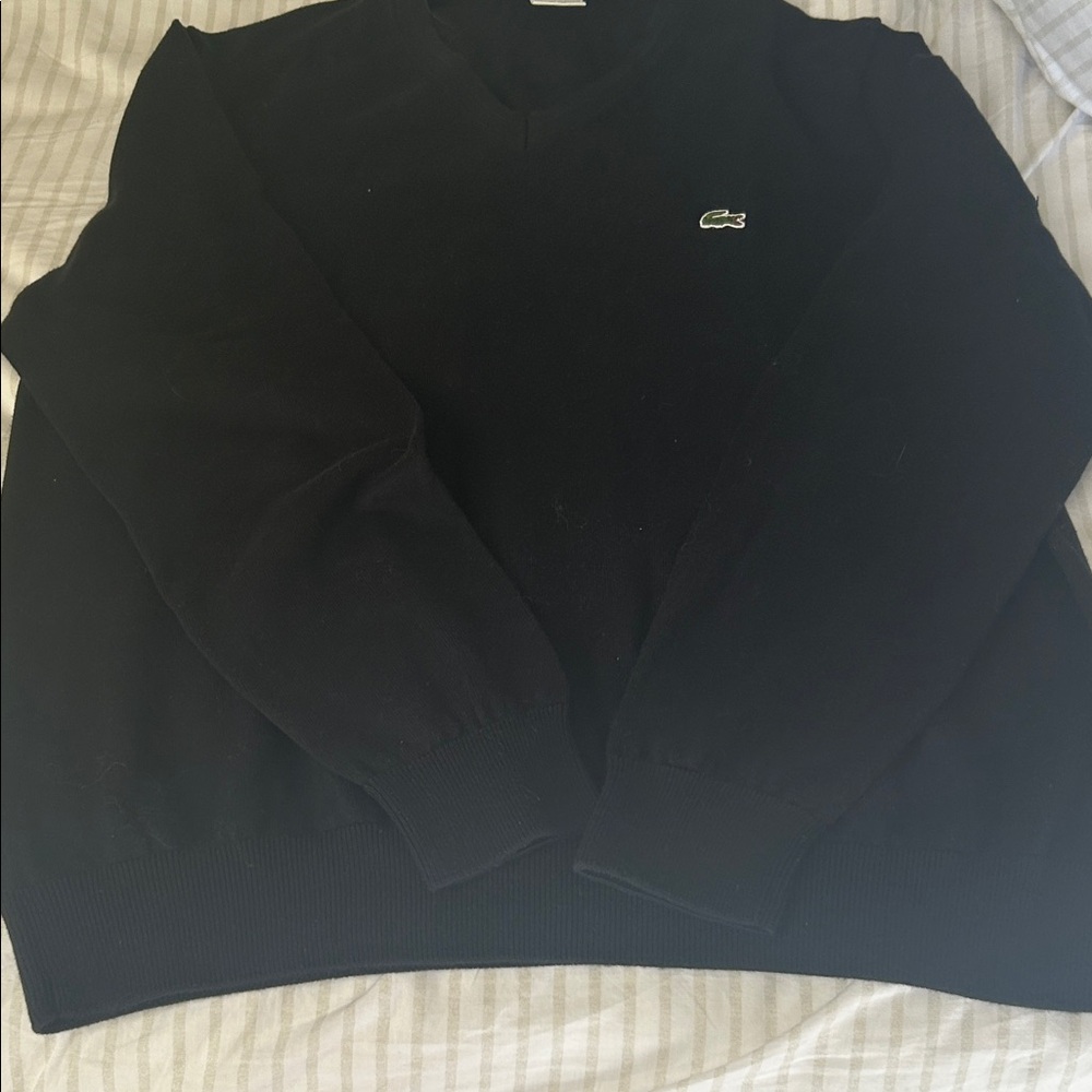 Lacoste Men's V-Neck Black Sweater